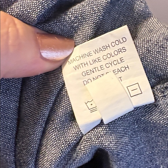 Mud Pie Blue Chambray Sleeveless Ruffle Collar Tunic Top size L (12-14) - Picture 7 of 15